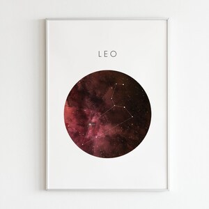 Celestial Vibes Leo Constellation Wall Art, Zodiac Wall Print Printable Wall Art, Astrology | Fire Sign | Home Decor | Instant Download