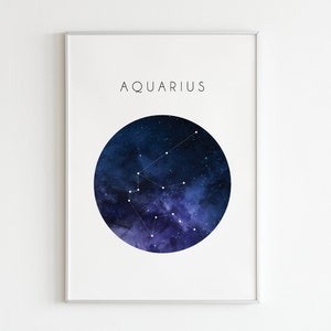Celestial Vibes Aquarius Constellation Wall Art | Zodiac Wall Print |Printable Wall Art | Astrology | Water Sign Home Decor Instant Download