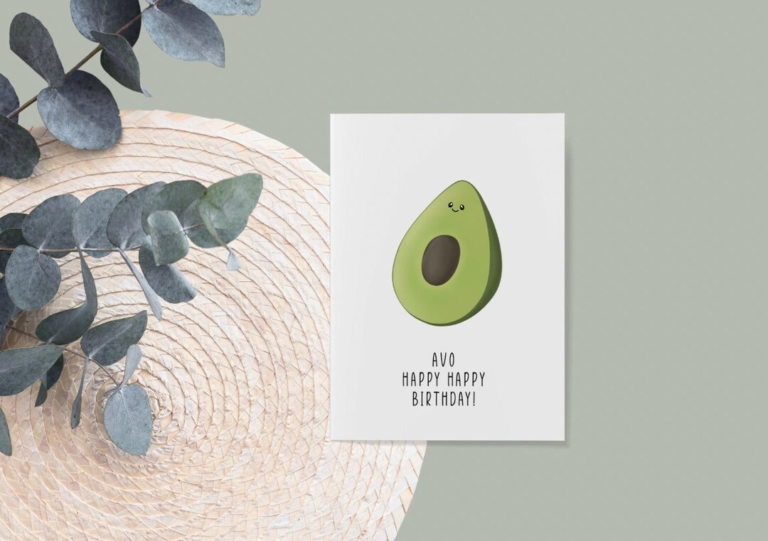 Printable Birthday Card Avocado Birthday Card Digital Download Avo