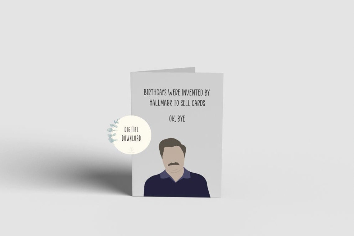 Printable Birthday Card Ron Swanson Birthday Card Digital - Etsy