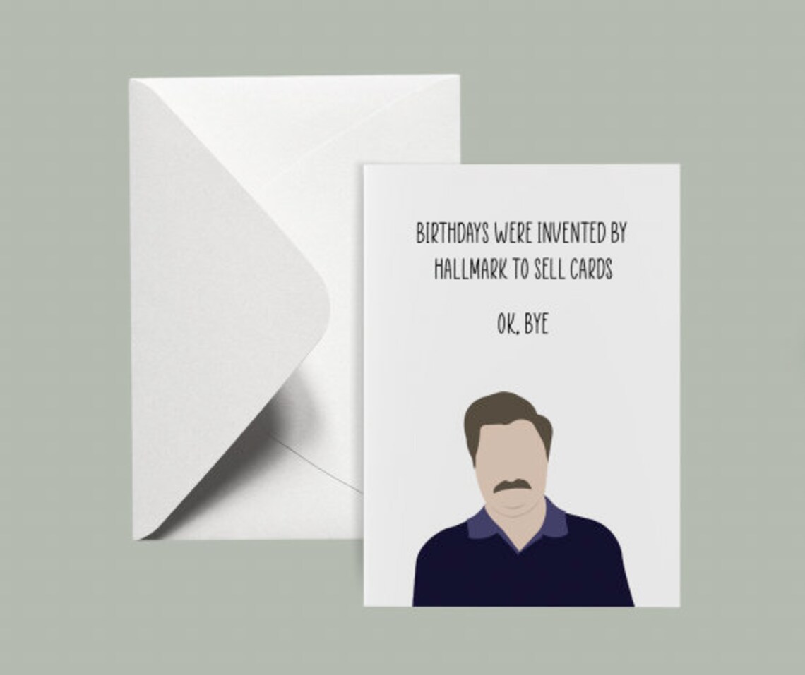 Printable Birthday Card Ron Swanson Birthday Card Digital Download Funny Birthday Card - Etsy