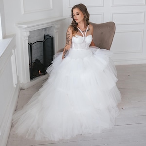 Ivory Floral Ruffle Bridal Gown