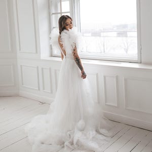 Ruffled Wedding Gown With 3D Flowers