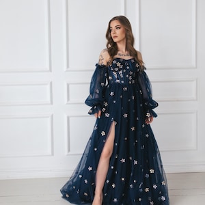 blue dress white stars Blue Dress with Stars | Fast Shipping