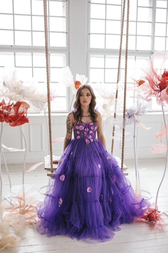 fairy dress formal Violet Gown With Flowers Unique Cabinet Knobs
