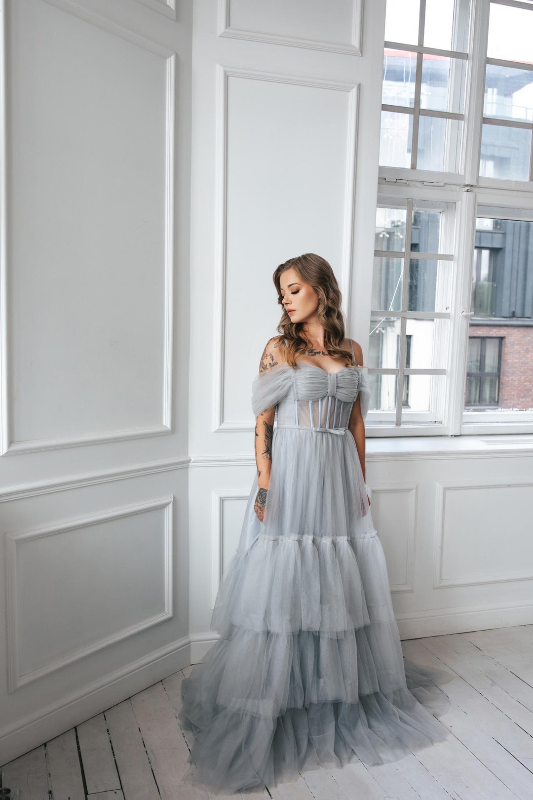 grey tulle bridesmaid dress Light Gown whether for a wedding $100 - $249 ALAÏA Edition 1986 Short Select Sweater Size:S