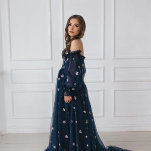 Navy Blue Gown With Stars - Etsy
