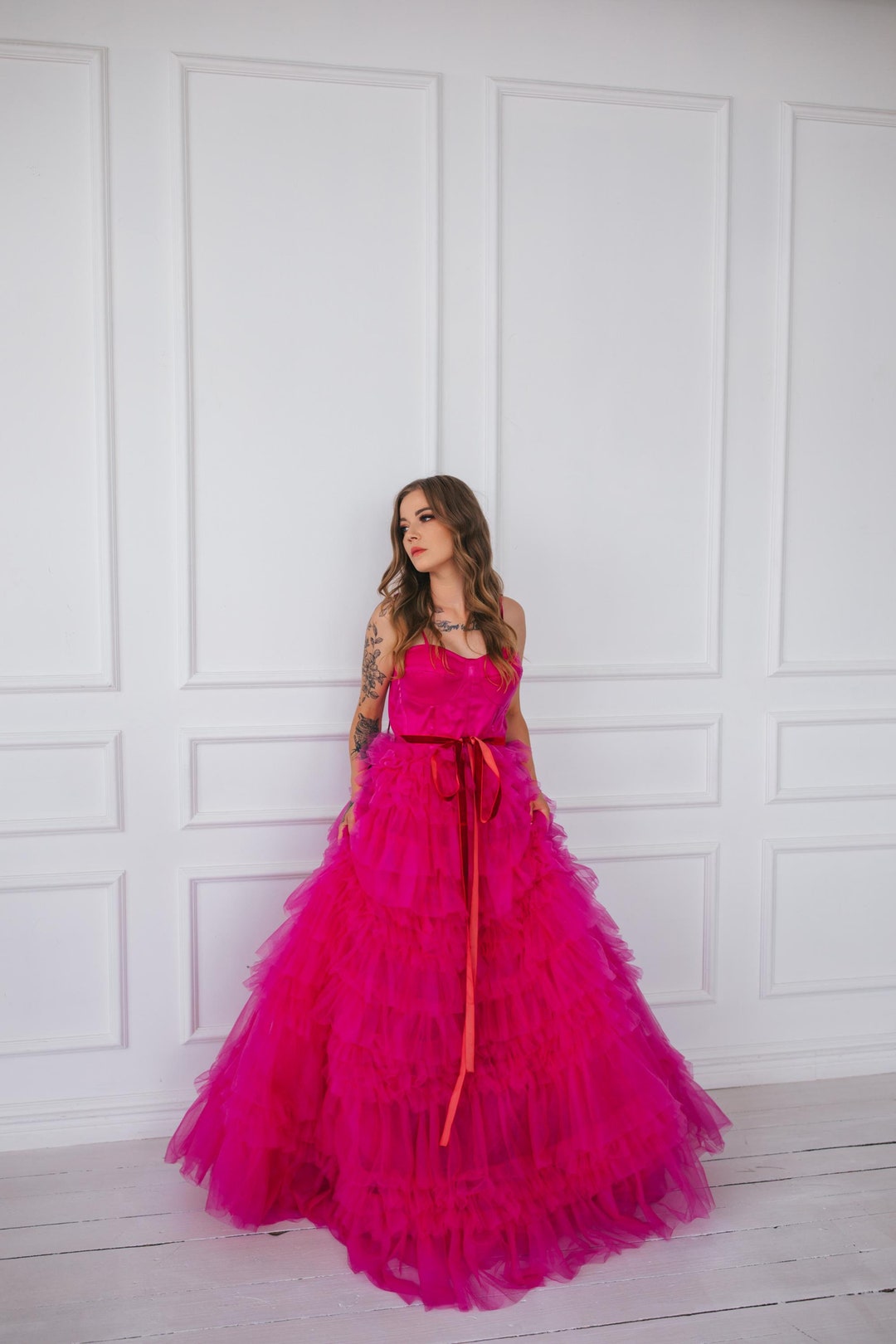 Girls Twirl Tulle Pink Gown