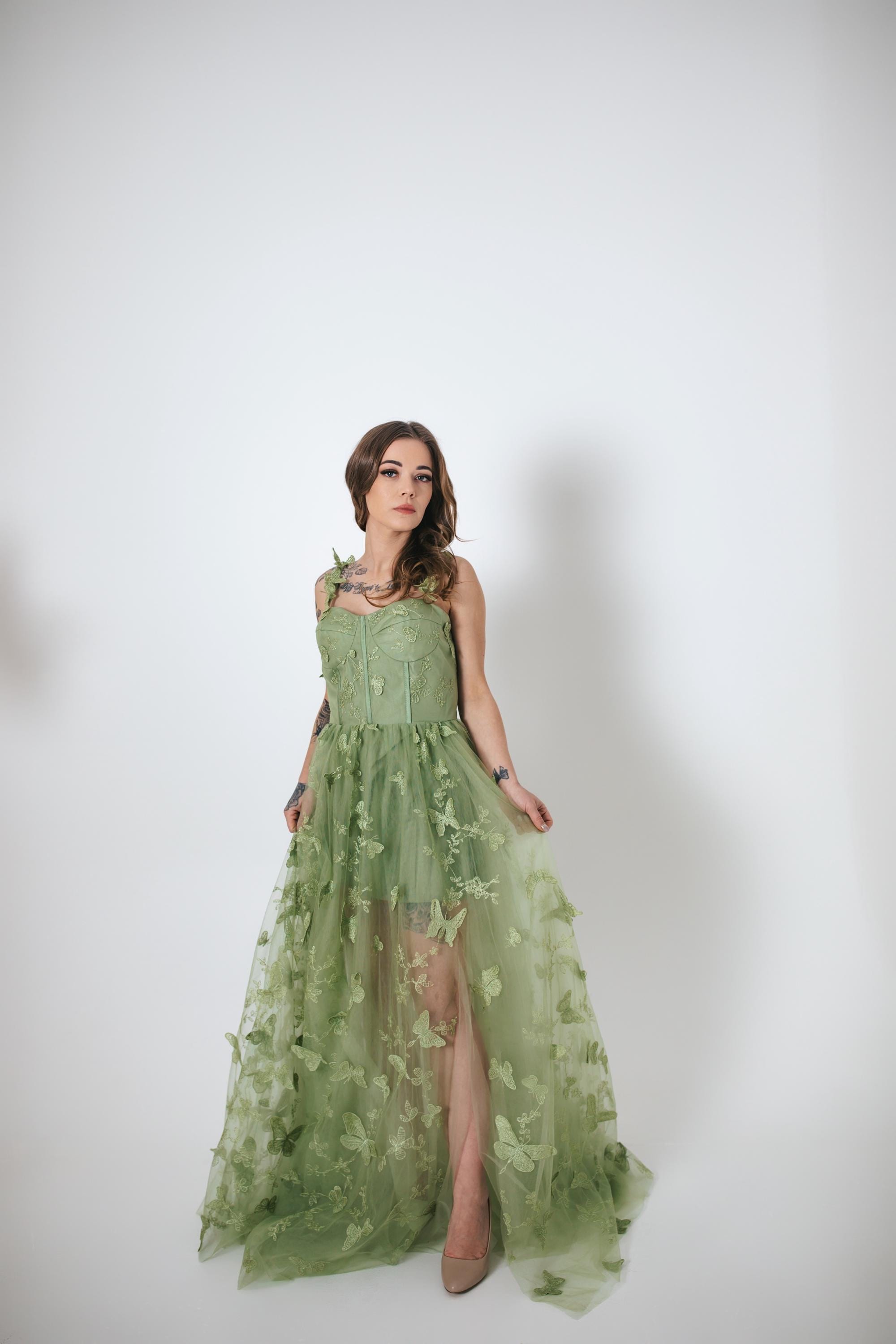 slim fit dress slacks Floral Sage Flower Girl Dress Special Occasion Dress – Lisa Ann's Creations main image 0