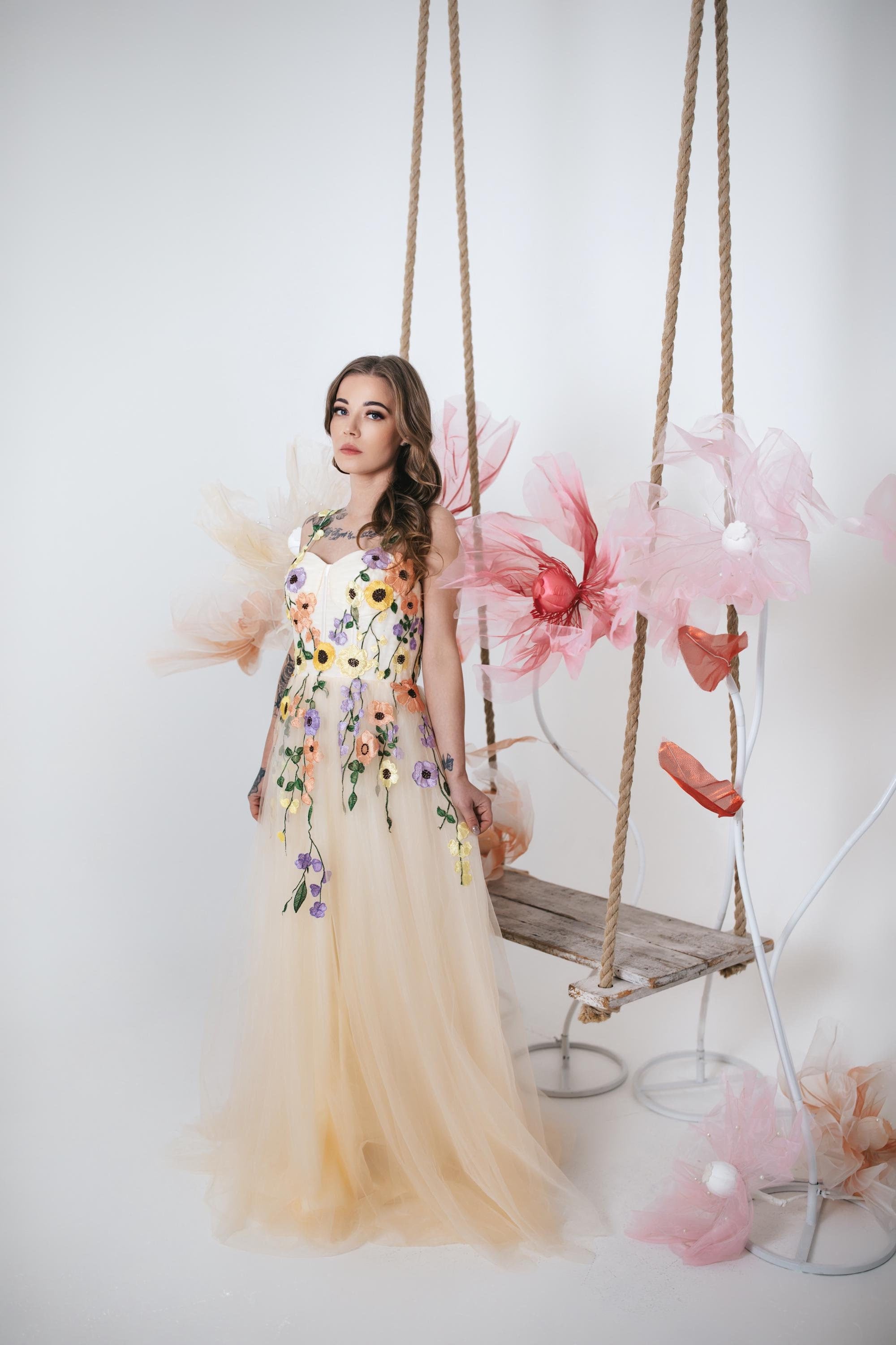 Tulle Dress With Spring Flowers - Etsy
