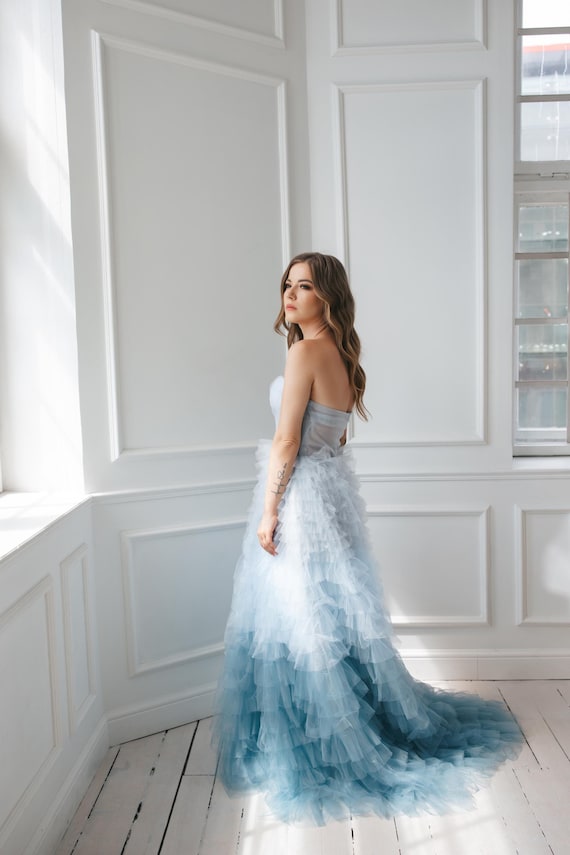 blue ombre dress formal Stretch Lace Tulle Girl Party Dress Plus Size by AS420+ Kids Dream main image 1