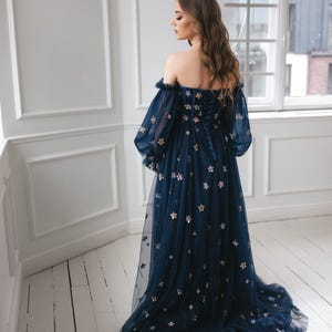 Navy Blue Gown With Stars - Etsy
