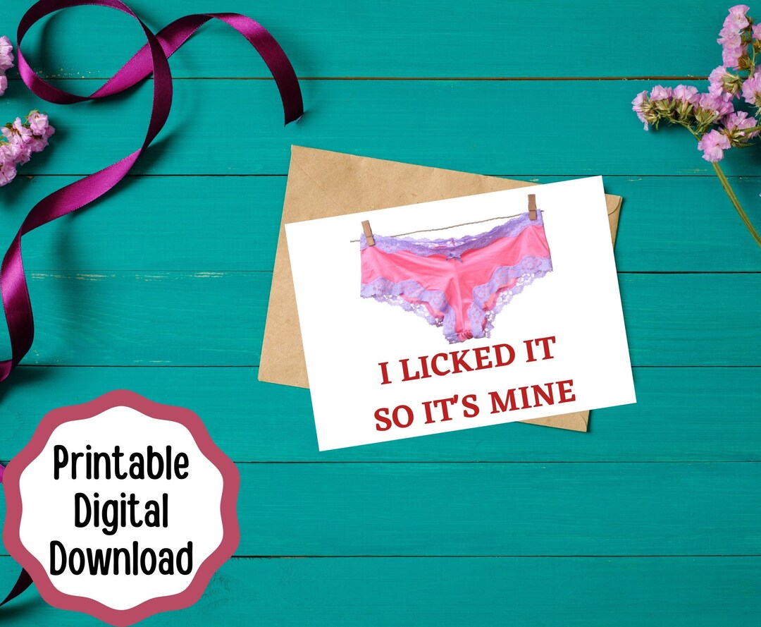 Printable Naughty Valentine's Day Greeting Card Instant Download 7x5 Inch Cards for Valentine's ...