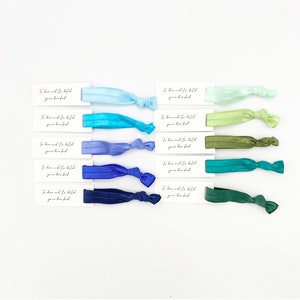 Hair Tie Favor Tag | munt en groen gunst | blauw en turkoois gunnen | blauwe bruiloft gunst | babyshower gunst | bruids gunst|blauwe regeling