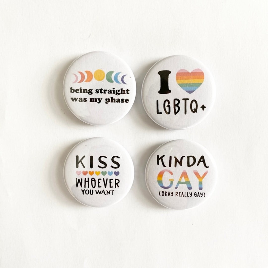 Pride Pins Pronoun Lgbtq Pins Pride Pins Kinda Gay Pin Not