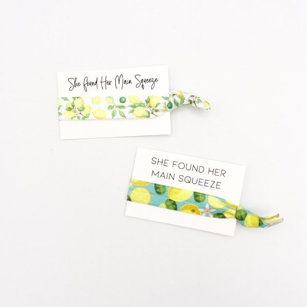 She found her main squeeze hair tie favour | lemon themed party | lemon favours | Amalfi coast favour | lemon bridal shower | lemon themed