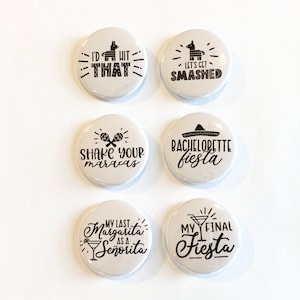 Mexican Bachelorette Pins | mexican bachelorette decor | final fiesta accessories | fiesta themed party | lets get smashed | nacho bride