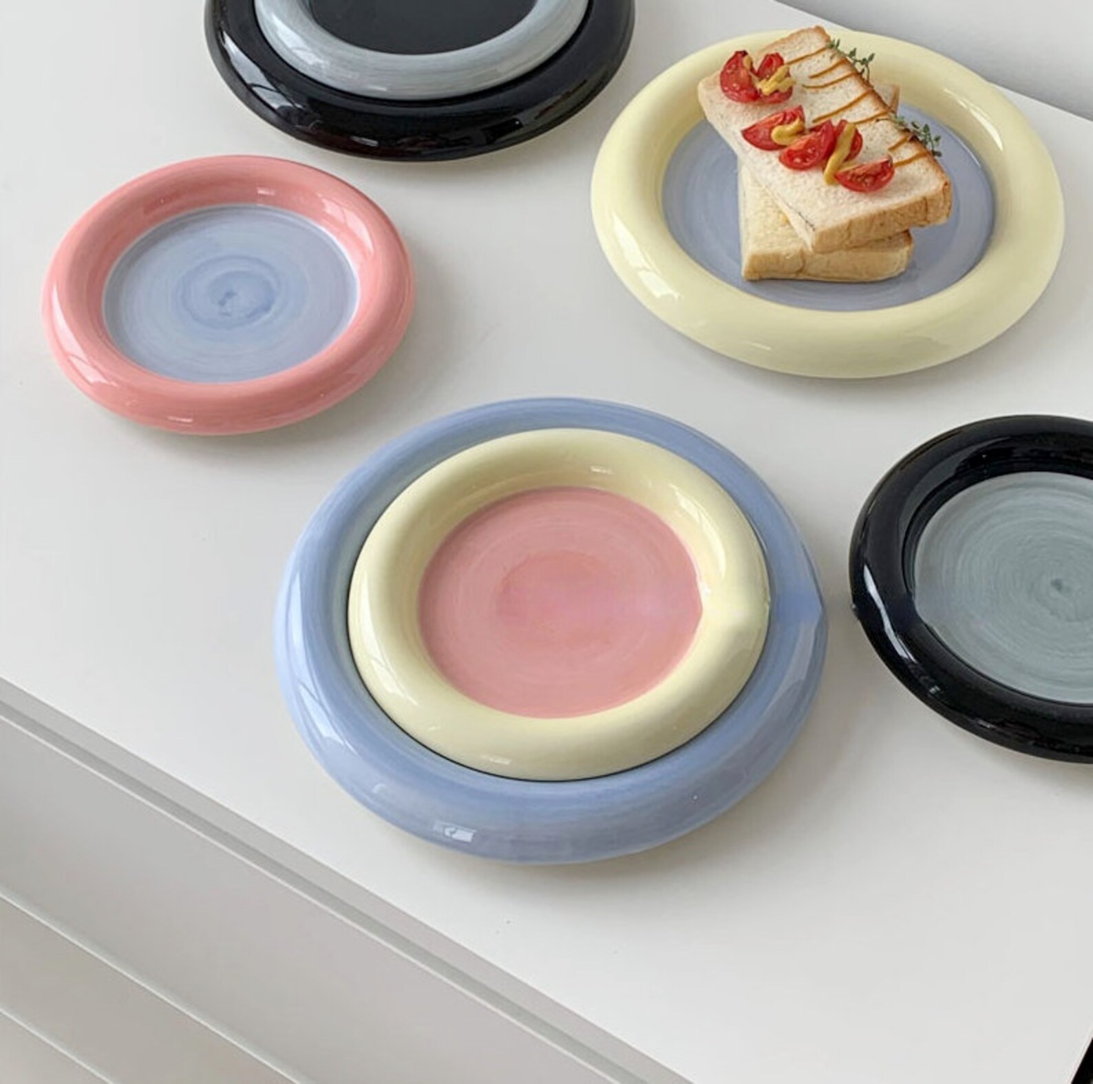 Korean Style Plate Hand Paint Jewelry Storage Tray Dessert Etsy