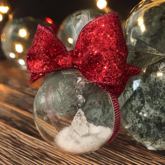 Illuminated Prism Christmas Ornament: Handmade Keepsake with Red Glitter Bow