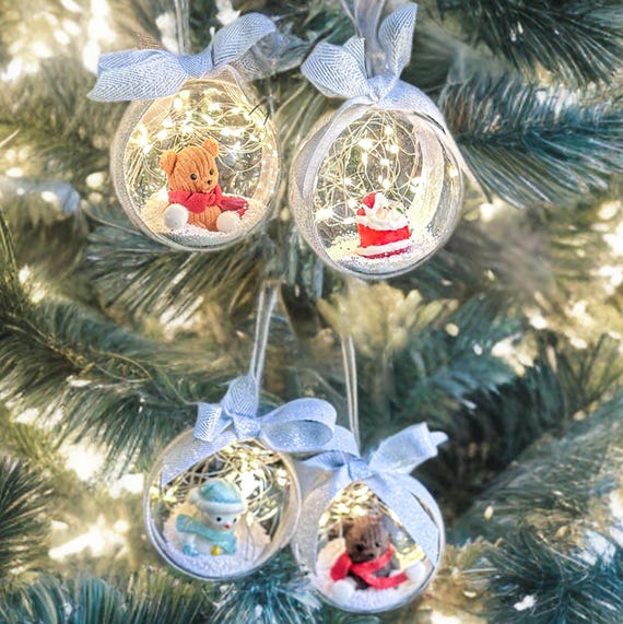 Customizable Light-Up Christmas Ornament: Santa, Snowman, Bear - Handmade Holiday Decor Gift