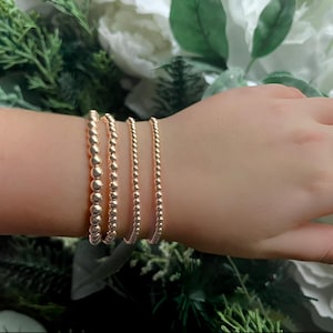 Elegant Gold Bead Stretch Bracelets: Versatile Sizes, Perfect for Layering & Gifting