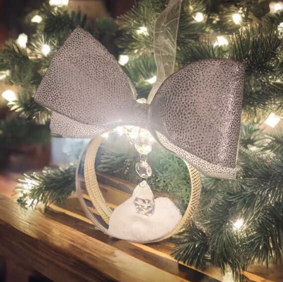 Illuminated Prism Christmas Ornament: Handmade Keepsake with Silver Glitter Bow