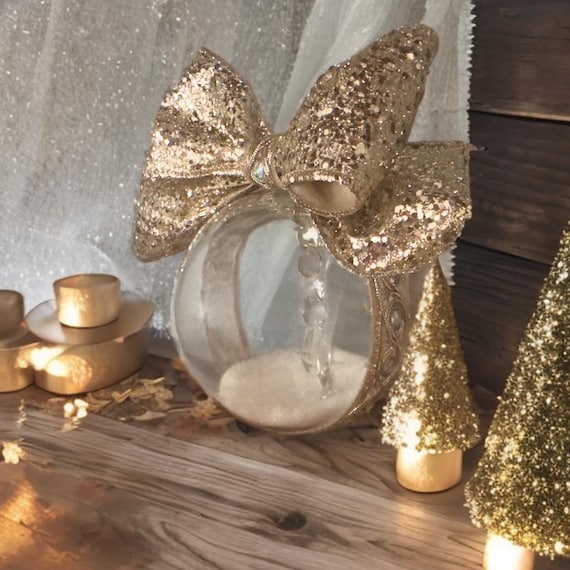 Illuminated Prism Christmas Ornament: Handmade Keepsake with Gold Glitter Bow