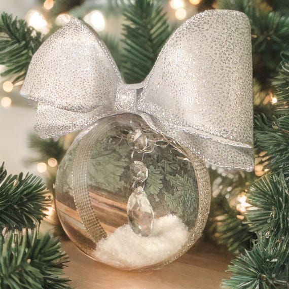 Illuminated Prism Christmas Ornament: Handmade Keepsake with Silver Glitter Bow
