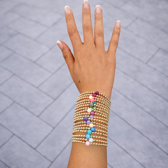 Opal Beaded Bracelet - 14K Gold Filled, Gemstone Jewelry