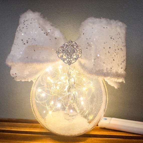 Illuminated Prism Christmas Ornament: Handmade Keepsake with Glitter Bow