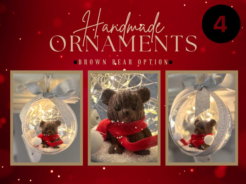 Handmade Christmas Ornament, 4 Design Options, Medium Size Light up
