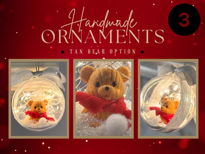 Handmade Christmas Ornament, 4 Design Options, Medium Size Light up