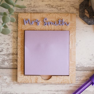 Personalised Engraved Sticky Note Holder, Thank You Teacher Gift
