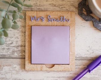 Personalised Engraved Sticky Note Holder, Thank You Teacher Gift