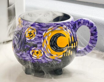 Purple Starry Night Mug | birthday Gift |  Coffee Mug | Spooky Mug | Painted Mug | Van Gogh |