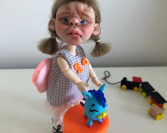 OOAK OB11 Lalka artystyczna Fairy Girl – ręcznie robiona, kolekcjonerska lalka z ruchomą pozą, 130 mm