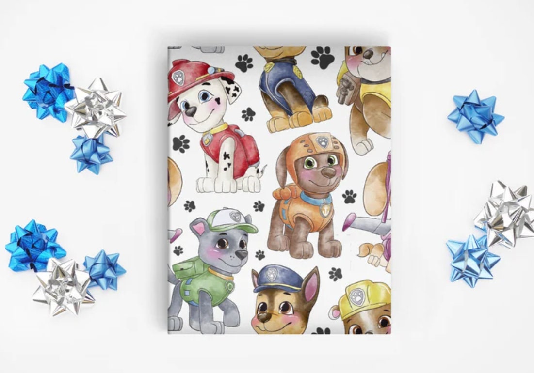 Paw Patrol Wrapping Paper Paw Patrol Gift Wrap Marshall Etsy