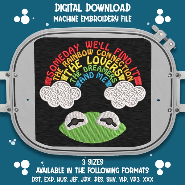 File per ricamo a macchina Rainbow Connection per i fan dei Muppet (download digitale)