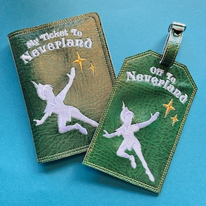 My Ticket to Neverland Luggage Accessories- PeterPan inspired Passport Cover and Luggage Tag
