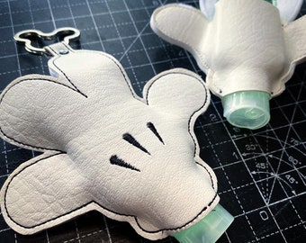 Mickey Glove style Embroidered Hand Sanitizer Holder Keyring. Fish Extender Gift. Perfect for a Disney Trip!