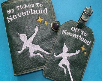 My Ticket to Neverland Luggage Accessories- PeterPan inspired Passport Cover and Luggage Tag