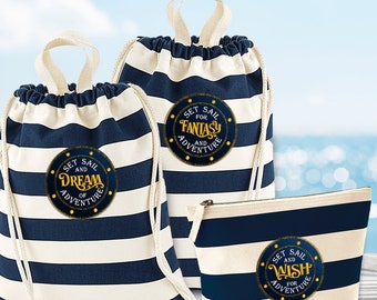 Nautical Striped Mouse Boat Bags - Choise of sizes and styles and boat names