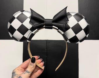Checkerboard Ear Headband! Alternative Mickey inspired Ear Band.