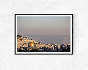 Hügel der Altstadt Jerusalems und Jordaniens mit dem Felsendom | Fotodruck | Wandbild | Wohndekor | Poster | Heiliges Land Geschenke