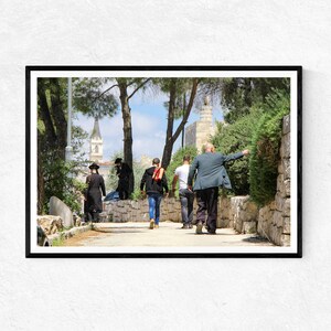 Jewish and Muslim Men Walking to Old City Jerusalem | Photo Print | Wall Art | Home Decor | Poster | Holy Land Gifts | Urban Photography