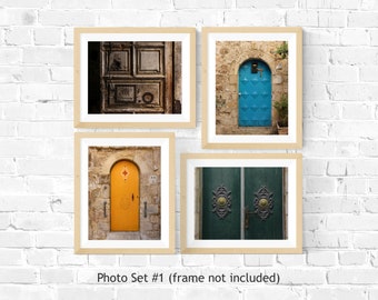 Foto-Set: Türen der Altstadt Jerusalem (vier Druckfotos) | Collage | Wandbild | Wohndekor | Poster | Heiliges Land Geschenke | Blau, Rot, Gelb