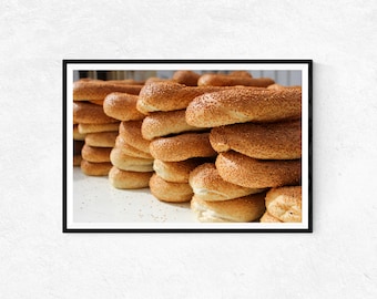 Stapel von Jerusalem Bagels (kaak; ككك الققاا) Zum Verkauf | Fotodruck | Wandbild | Wohndekor | Poster | Heiliges Land Geschenke | Food Fotografie