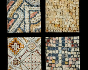 Magnet-Set: Mosaike des Heiligen Landes (4er-Gruppe) | Wohnkultur | Küchenaccessoires | Heiliges Land Geschenke | Uralte Fotografie