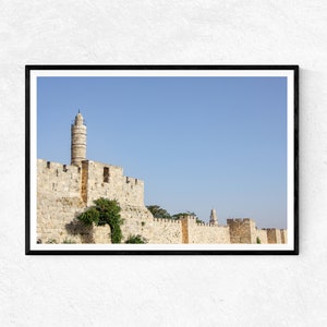 Gold and Blue: Jerusalem&#39;s Medieval Old City Walls | Photo Print | Wall Art | Home Decor | Poster | Holy Land Gifts | Urban Photography
