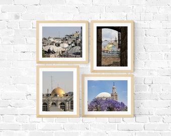 Foto-Set: Kuppeln der Altstadt Jerusalem (vier Fotodrucke) | Collage | Wandbild | Wohndekor | Poster | Heiliges Land Geschenke | Stadtfotografie